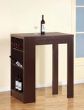 13607  Red cocoa finish wood bar height table bar unit storage