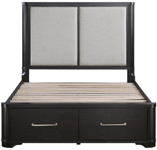 Homelegance 1381-4PC 4 pc Gilbert charcoal finish wood queen bedroom set with underbed drawers