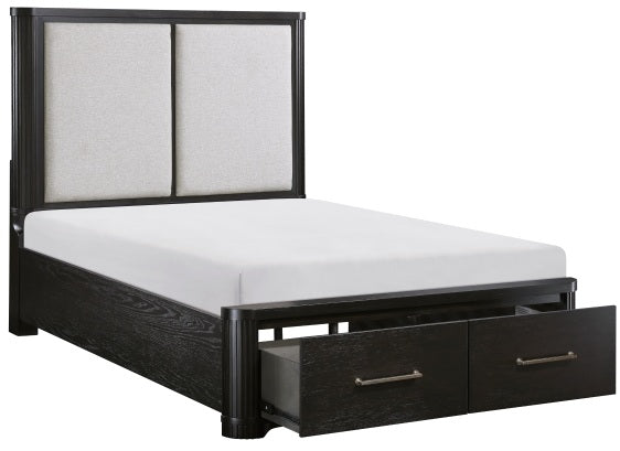 Homelegance 1381-4PC 4 pc Gilbert charcoal finish wood queen bedroom set with underbed drawers