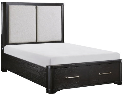 Homelegance 1381-4PC 4 pc Gilbert charcoal finish wood queen bedroom set with underbed drawers