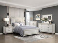 Homelegance 1383-4PC 4 pc Audra white and gold finish wood LED accent lighted headboard queen bedroom set