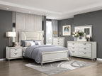 Homelegance 1383-4PC 4 pc Audra white and gold finish wood LED accent lighted headboard queen bedroom set