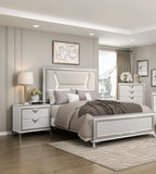 Homelegance 1383-4PC 4 pc Audra white and gold finish wood LED accent lighted headboard queen bedroom set
