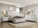 Homelegance 1383-4PC 4 pc Audra white and gold finish wood LED accent lighted headboard queen bedroom set