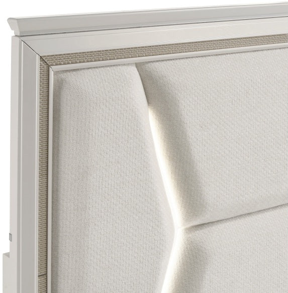 Homelegance 1383-4PC 4 pc Audra white and gold finish wood LED accent lighted headboard queen bedroom set