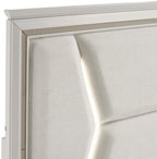 Homelegance 1383-4PC 4 pc Audra white and gold finish wood LED accent lighted headboard queen bedroom set