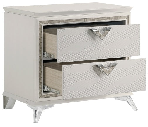 Homelegance 1383-4PC 4 pc Audra white and gold finish wood LED accent lighted headboard queen bedroom set
