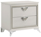 Homelegance 1383-4PC 4 pc Audra white and gold finish wood LED accent lighted headboard queen bedroom set