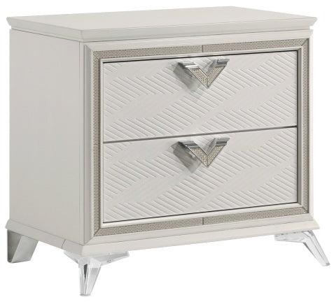 Homelegance 1383-4PC 4 pc Audra white and gold finish wood LED accent lighted headboard queen bedroom set