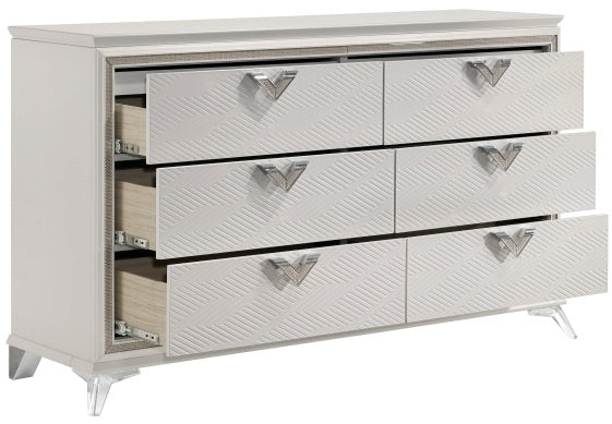 Homelegance 1383-4PC 4 pc Audra white and gold finish wood LED accent lighted headboard queen bedroom set