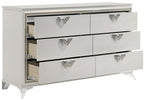 Homelegance 1383-4PC 4 pc Audra white and gold finish wood LED accent lighted headboard queen bedroom set