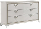 Homelegance 1383-4PC 4 pc Audra white and gold finish wood LED accent lighted headboard queen bedroom set