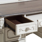 Homelegance 1386NW-10 Cinderella antique white and grey rub thru finish wood writing desk and hutch with shelves and drawers