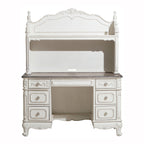 Homelegance 1386NW-10 Cinderella antique white and grey rub thru finish wood writing desk and hutch with shelves and drawers