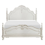 Homelegance Cinderella Antique White & Grey Rub-Through Finish Wood Queen 4 Pc Bed Poster Set – 1386NW-4PC