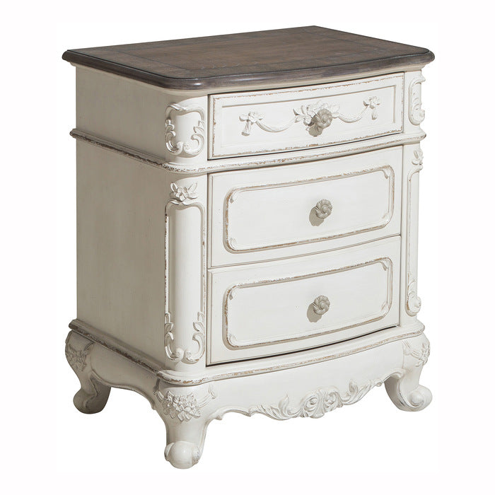 Homelegance Cinderella Antique White & Grey Rub-Through Finish Wood Queen 4 Pc Bed Poster Set – 1386NW-4PC