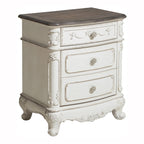 Homelegance Cinderella Antique White & Grey Rub-Through Finish Wood Queen 4 Pc Bed Poster Set – 1386NW-4PC