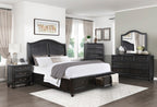 Homelegance 1420-4PC 4 pc Herman charcoal brown finish wood sleigh style queen bedroom set footboard drawers