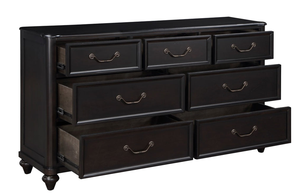 Homelegance 1420-4PC 4 pc Herman charcoal brown finish wood sleigh style queen bedroom set footboard drawers