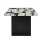 1420T-6PC 6 pc Vega black finish wood and multi tone faux marble top dining table set with bench