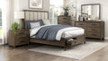 Homelegance 1422-4PC 4 pc Herman wire brushed dark charcoal finish wood queen platform bedroom set footboard drawers