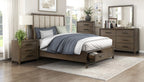 Homelegance 1422-4PC 4 pc Herman wire brushed dark charcoal finish wood queen platform bedroom set footboard drawers