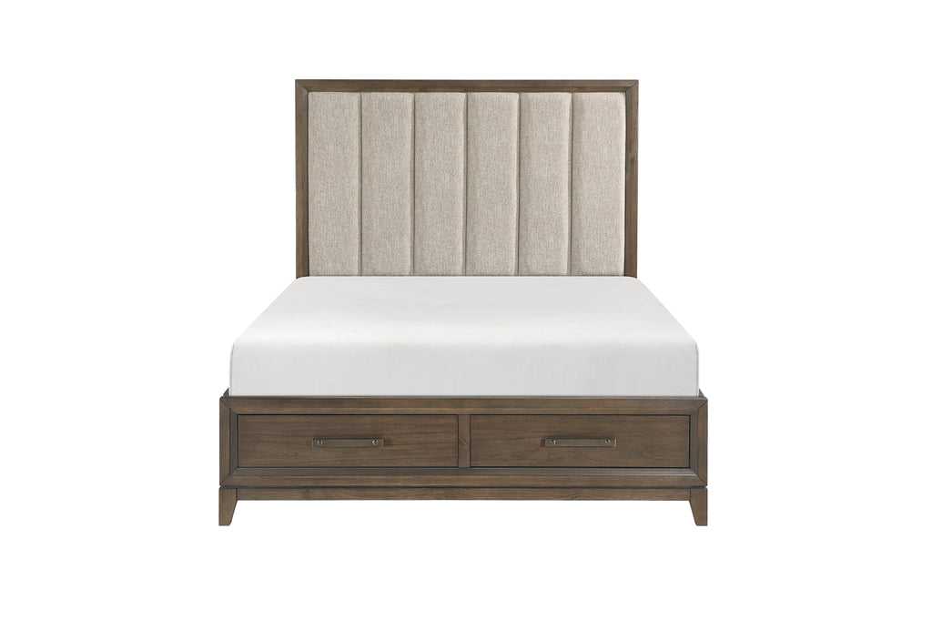 Homelegance 1422-4PC 4 pc Herman wire brushed dark charcoal finish wood queen platform bedroom set footboard drawers