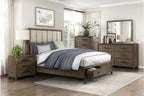 Homelegance 1422-4PC 4 pc Herman wire brushed dark charcoal finish wood queen platform bedroom set footboard drawers