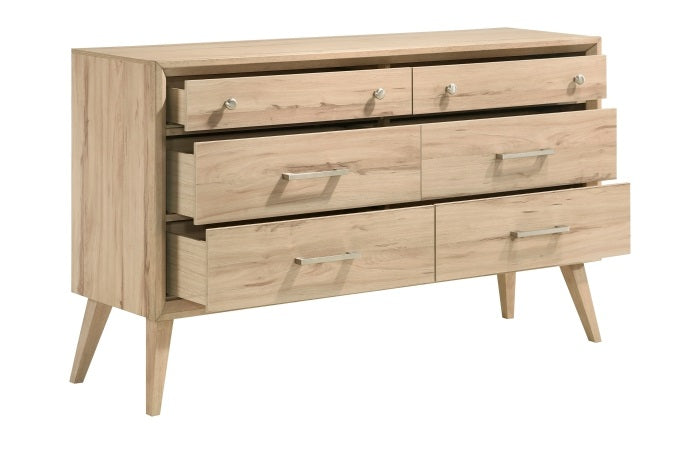 Homelegance 1444-4PC 4 pc Marrin natural oak finish wood mid century modern queen bedroom set