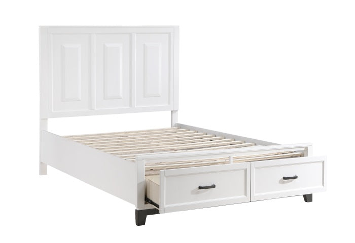 Homelegance 1450WH-4PC 4 pc Garrestoon white finish wood paneled queen bedroom set