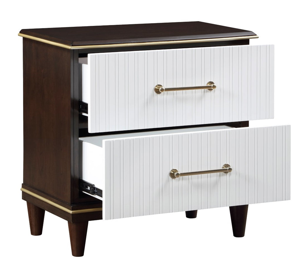 Homelegance 1451-4PC 4 pc Niles two tone white and cherry finish wood paneled modern queen bedroom set