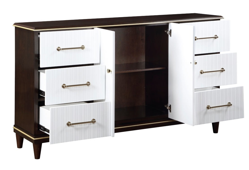 Homelegance 1451-4PC 4 pc Niles two tone white and cherry finish wood paneled modern queen bedroom set