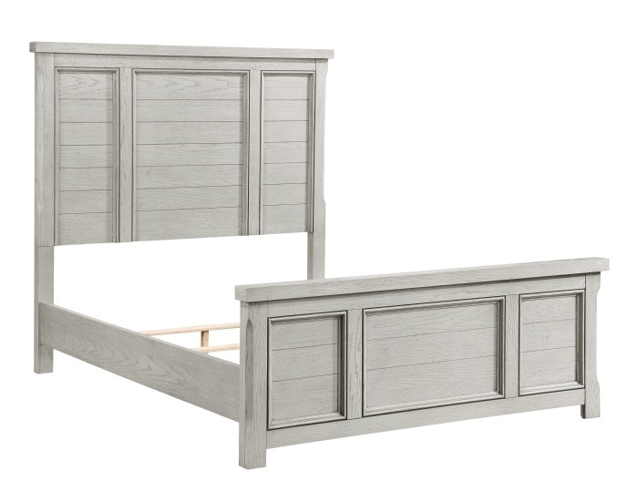 Homelegance 1458-4PC 4 pc Providence light grey finish wood paneled cottage style queen bedroom set