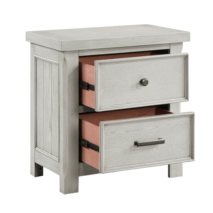 Homelegance 1458-4PC 4 pc Providence light grey finish wood paneled cottage style queen bedroom set