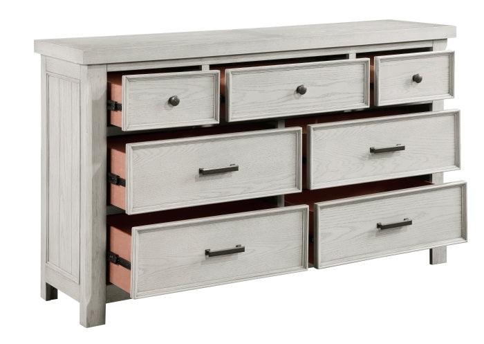 Homelegance 1458-4PC 4 pc Providence light grey finish wood paneled cottage style queen bedroom set