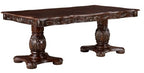 Homelegance 1468-108  7 pc Adelina cherry finish wood double pedestal carved ornate accents dining table set