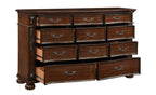 Homelegance 1468-4PC 4 pc Adelina cherry finish wood button tufted faux leather ornate crown queen bedroom set