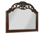 Homelegance 1468-4PC 4 pc Adelina cherry finish wood button tufted faux leather ornate crown queen bedroom set