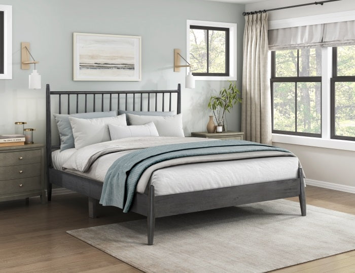 Homelegance 1490GY-1 Brickell grey finish wood mid-century modern queen bed