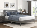 Homelegance 1492GY-1 Dade grey velvet channel tufted fabric headboard queen bed