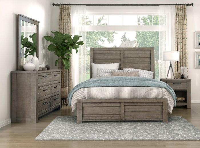 Homelegance 1498GY-4PC 4 pc Longview rustic grey finish wood queen bedroom set