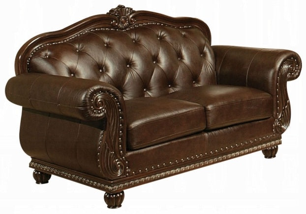 Acme 15030-31 2 pc Astoria grand mejia anondale espresso top grain leather sofa and love seat set