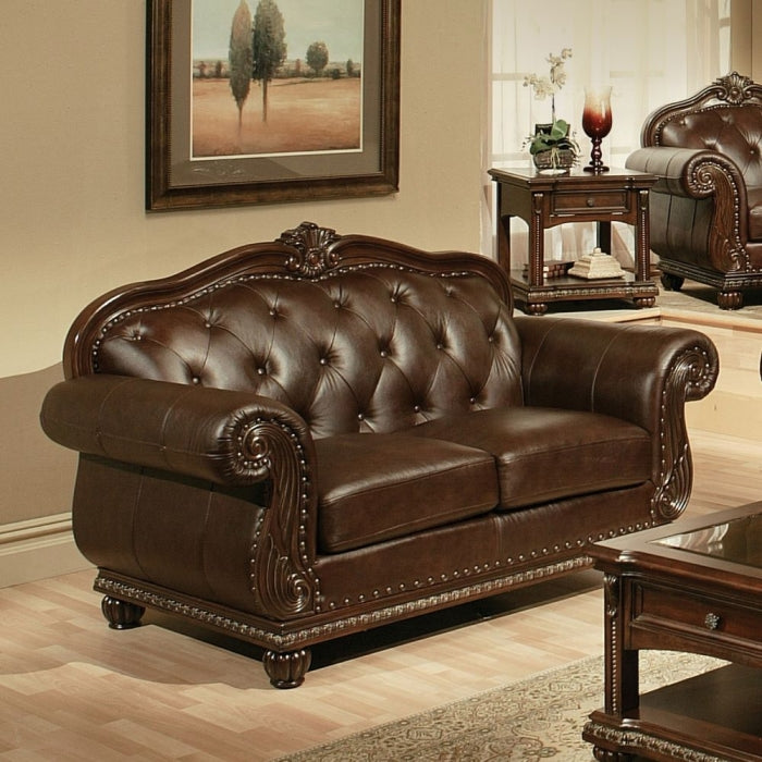 Acme 15030-31 2 pc Astoria grand mejia anondale espresso top grain leather sofa and love seat set