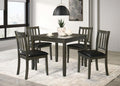 Coaster 150410 5 pc Parkwood charcoal finish wood dining table set black faux leather seats