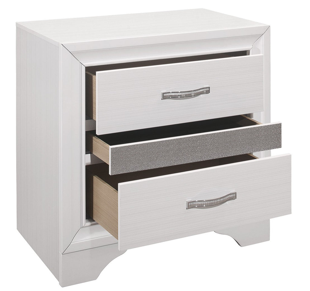 Homelegance 1505W-4PC 4 p Luster wood grain white finish wood paneled style queen bedroom set glitter accents