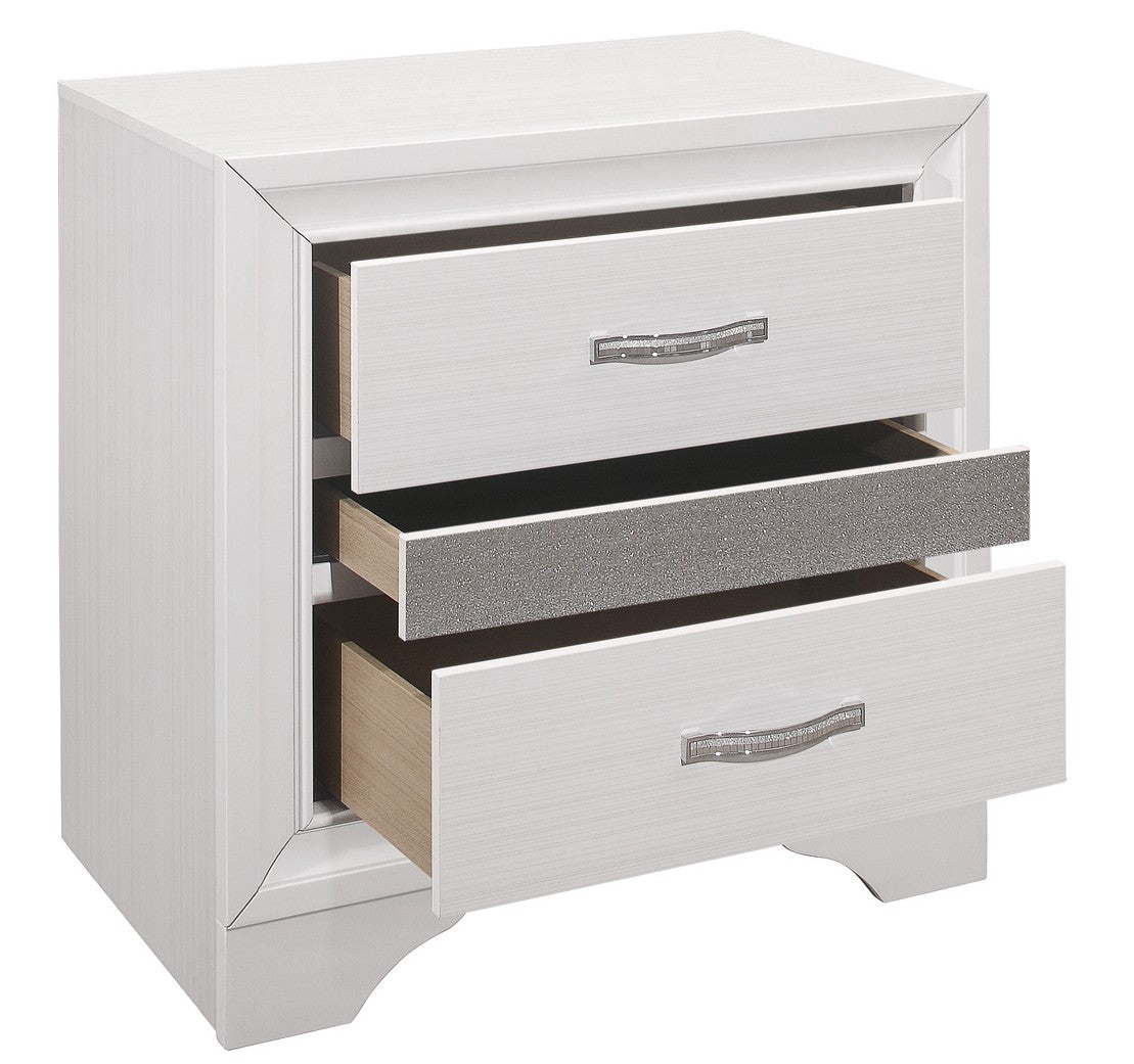 Homelegance 1505W-4PC 4 p Luster wood grain white finish wood paneled style queen bedroom set glitter accents