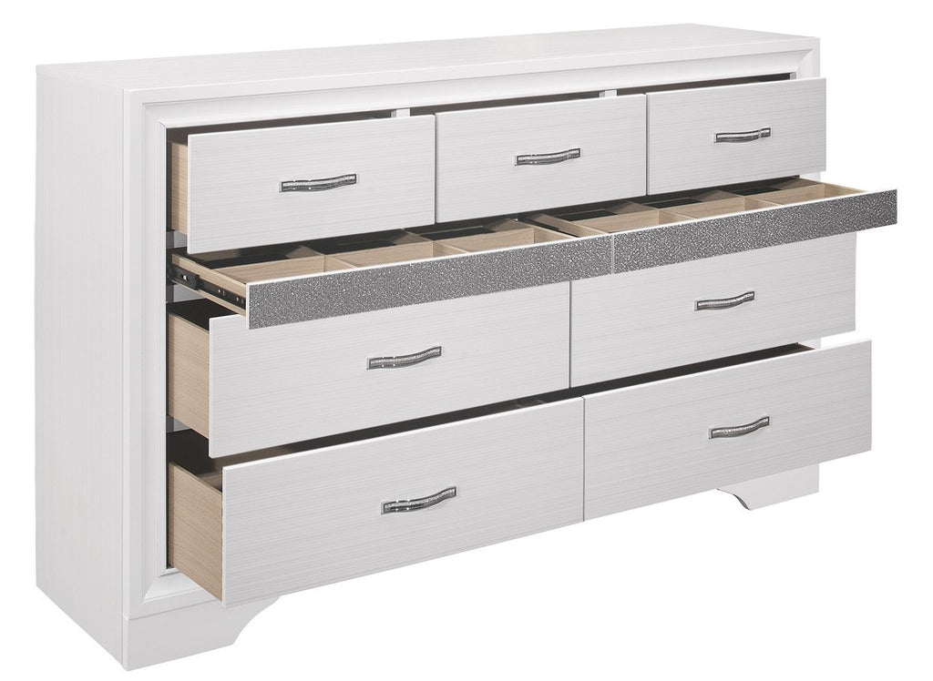 Homelegance 1505W-4PC 4 p Luster wood grain white finish wood paneled style queen bedroom set glitter accents