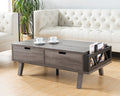 151344CT  Distressed grey and black finish wood coffee table with 2 drawers
