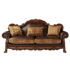 Acme 15160-61 2 pc Astoria grand bethnal dresden cherry oak finish wood fabric and faux leather sofa and love seat set