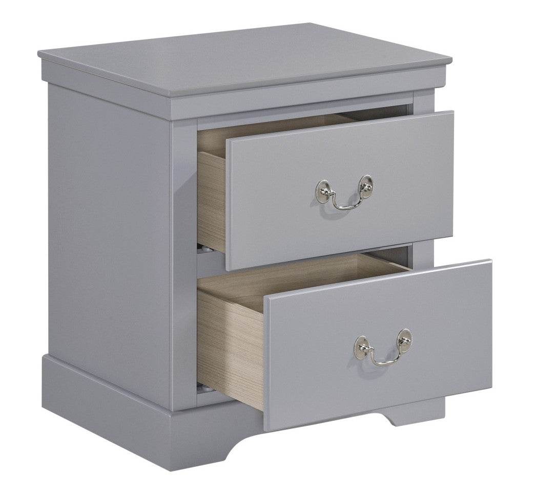 Homelegance 1519GY-4PC 4 p Seabright grey finish wood modern style queen bedroom set faux leather headboard